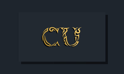 Luxury initial letters CU logo design. It will be use for Restaurant, Royalty, Boutique, Hotel, Heraldic, Jewelry, Fashion and other vector illustration