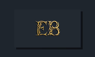 Luxury initial letters EB logo design. It will be use for Restaurant, Royalty, Boutique, Hotel, Heraldic, Jewelry, Fashion and other vector illustration