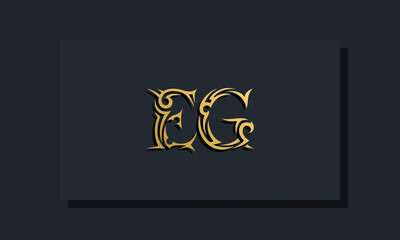 Luxury initial letters EG logo design. It will be use for Restaurant, Royalty, Boutique, Hotel, Heraldic, Jewelry, Fashion and other vector illustration