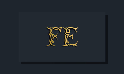 Luxury initial letters FE logo design. It will be use for Restaurant, Royalty, Boutique, Hotel, Heraldic, Jewelry, Fashion and other vector illustration