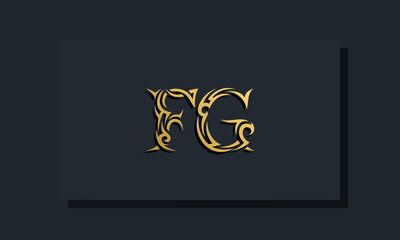 Luxury initial letters FG logo design. It will be use for Restaurant, Royalty, Boutique, Hotel, Heraldic, Jewelry, Fashion and other vector illustration