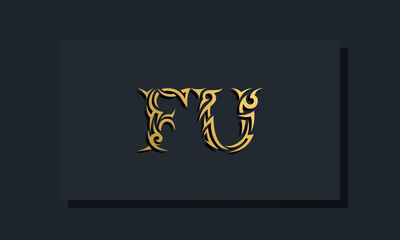 Luxury initial letters FU logo design. It will be use for Restaurant, Royalty, Boutique, Hotel, Heraldic, Jewelry, Fashion and other vector illustration
