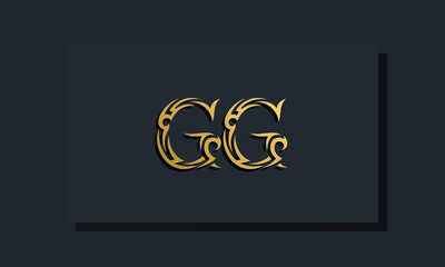 Luxury initial letters GG logo design. It will be use for Restaurant, Royalty, Boutique, Hotel, Heraldic, Jewelry, Fashion and other vector illustration