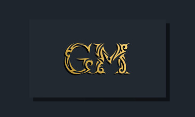 Luxury initial letters GM logo design. It will be use for Restaurant, Royalty, Boutique, Hotel, Heraldic, Jewelry, Fashion and other vector illustration