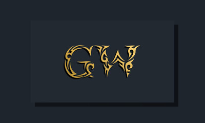 Luxury initial letters GW logo design. It will be use for Restaurant, Royalty, Boutique, Hotel, Heraldic, Jewelry, Fashion and other vector illustration