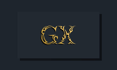 Luxury initial letters GX logo design. It will be use for Restaurant, Royalty, Boutique, Hotel, Heraldic, Jewelry, Fashion and other vector illustration