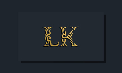 Luxury initial letters LK logo design. It will be use for Restaurant, Royalty, Boutique, Hotel, Heraldic, Jewelry, Fashion and other vector illustration