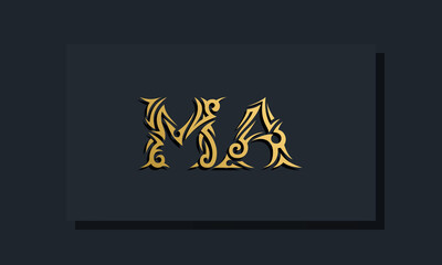 Luxury initial letters MA logo design. It will be use for Restaurant, Royalty, Boutique, Hotel, Heraldic, Jewelry, Fashion and other vector illustration