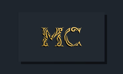 Luxury initial letters MC logo design. It will be use for Restaurant, Royalty, Boutique, Hotel, Heraldic, Jewelry, Fashion and other vector illustration - obrazy, fototapety, plakaty