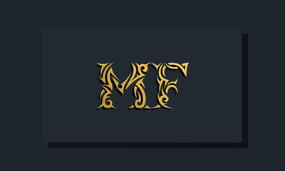 Luxury initial letters MF logo design. It will be use for Restaurant, Royalty, Boutique, Hotel, Heraldic, Jewelry, Fashion and other vector illustration