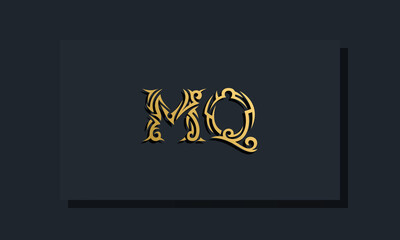 Luxury initial letters MQ logo design. It will be use for Restaurant, Royalty, Boutique, Hotel, Heraldic, Jewelry, Fashion and other vector illustration