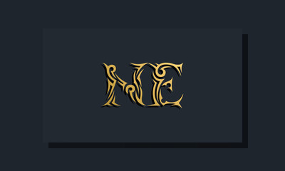 Luxury initial letters NE logo design. It will be use for Restaurant, Royalty, Boutique, Hotel, Heraldic, Jewelry, Fashion and other vector illustration