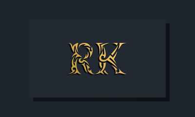 Luxury initial letters RK logo design. It will be use for Restaurant, Royalty, Boutique, Hotel, Heraldic, Jewelry, Fashion and other vector illustration