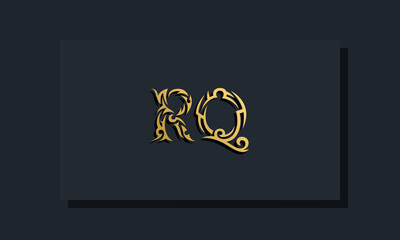 Luxury initial letters RQ logo design. It will be use for Restaurant, Royalty, Boutique, Hotel, Heraldic, Jewelry, Fashion and other vector illustration