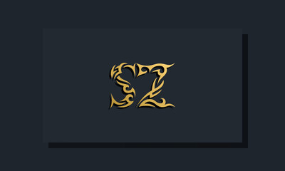 Luxury initial letters SZ logo design. It will be use for Restaurant, Royalty, Boutique, Hotel, Heraldic, Jewelry, Fashion and other vector illustration