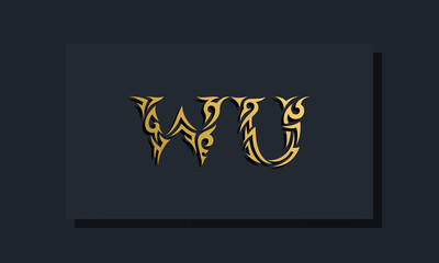 Luxury initial letters WU logo design. It will be use for Restaurant, Royalty, Boutique, Hotel, Heraldic, Jewelry, Fashion and other vector illustration