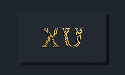 Luxury initial letters XU logo design. It will be use for Restaurant, Royalty, Boutique, Hotel, Heraldic, Jewelry, Fashion and other vector illustration