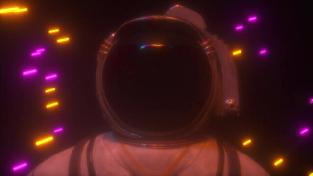Astronaut with neon lines. Computer generated 3d render