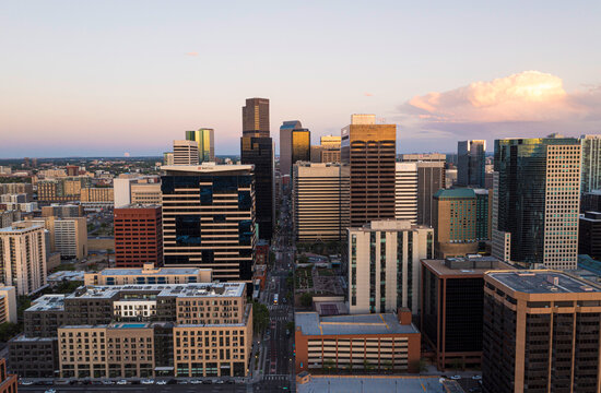 Aerial View of Denver, Colorado at Sunset