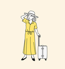 旅行をする若い女性　一人旅　夏休み