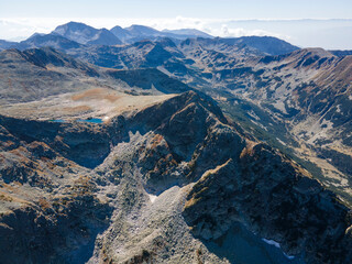 Aerial view of Pirin Mountain near Polezhan Peak, Bulgaria