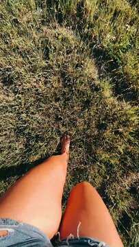 Walking In SLow motion, Slow Motion, view point, Point Of View, POV Walking, Woman Walking, Walking In the Grass