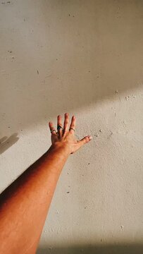 Hand on a walll, Pulling Back, Hand, Arm