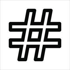 Abstract geometric grid or hashtag shapes in doodle style for contemporary trendy design, isolated black silhouette, vector illustration, on white background.