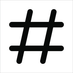 Abstract geometric grid or hashtag shapes in doodle style for contemporary trendy design, isolated black silhouette, vector illustration, on white background.