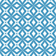 Medallion seamless pattern. Blue symmetrical