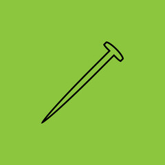 Nail icon isolated on green background. 