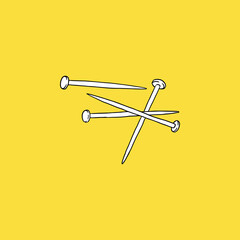 Nail icon, sketch and vintage style. - Vector