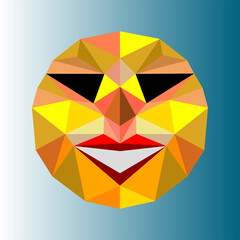 Emoticon with low poly art. Vector illustration. 