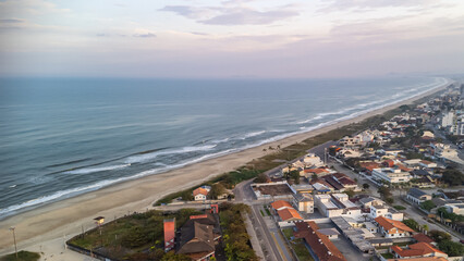 Aerial view of Brejatuba  beach in Parana state, Brazil,  from high angle