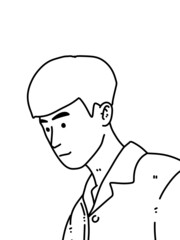 black and white of cute man cartoon for coloring