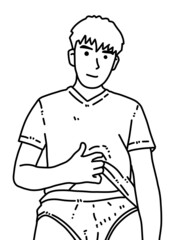 black and white of cute man cartoon for coloring