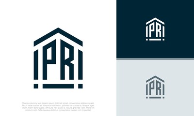 Simple Initials PR logo design. Initial Letter Logo. Shield logo.