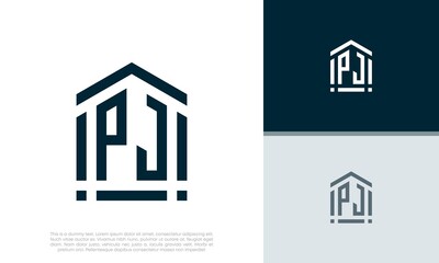 Simple Initials PJ logo design. Initial Letter Logo. Shield logo.