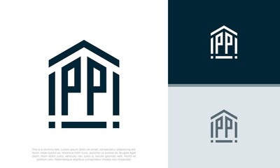 Simple Initials PP logo design. Initial Letter Logo. Shield logo.