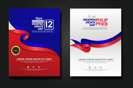 Set poster design Philippines happy Independence Day background template