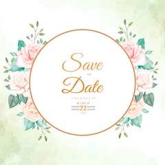 Save the date flower roses  watercolor 
