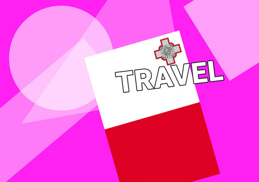 Malta travel. Government flag on colorful.  Valletta  Malta travel concept