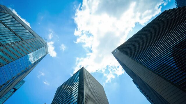 東京風景　タイムラプス 高層ビル群