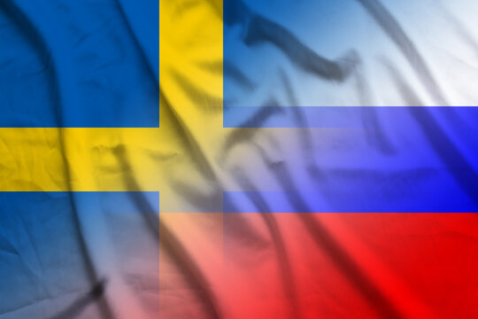 Sweden and Russia national flag transborder relations RUS SWE