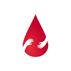 Obraz premium illustration of a pair of hands reaching for each other in a drop of blood, for use in the health sector