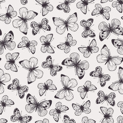 Seamless pattern with  butterflies.