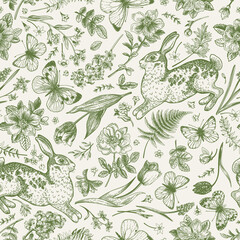 Floral seamless pattern. Green.
