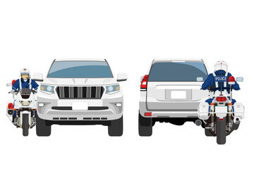 自家用車の速度違反取り締まり中　前後セット