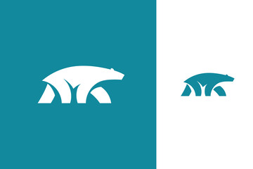 polar bear vector logo design in silhouette style