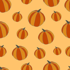 seamless pumpkin with orange background. Vector illustration 